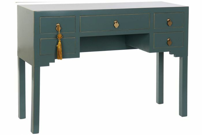 <p><span style="font-weight: bold;">Oriental stílus, türkiz kék íróasztal fiókkal&nbsp;</span></p>